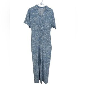 89th & Madison Floral and Paisley Print Blue Short Sleeve Jumpsuit Size‎ Medium